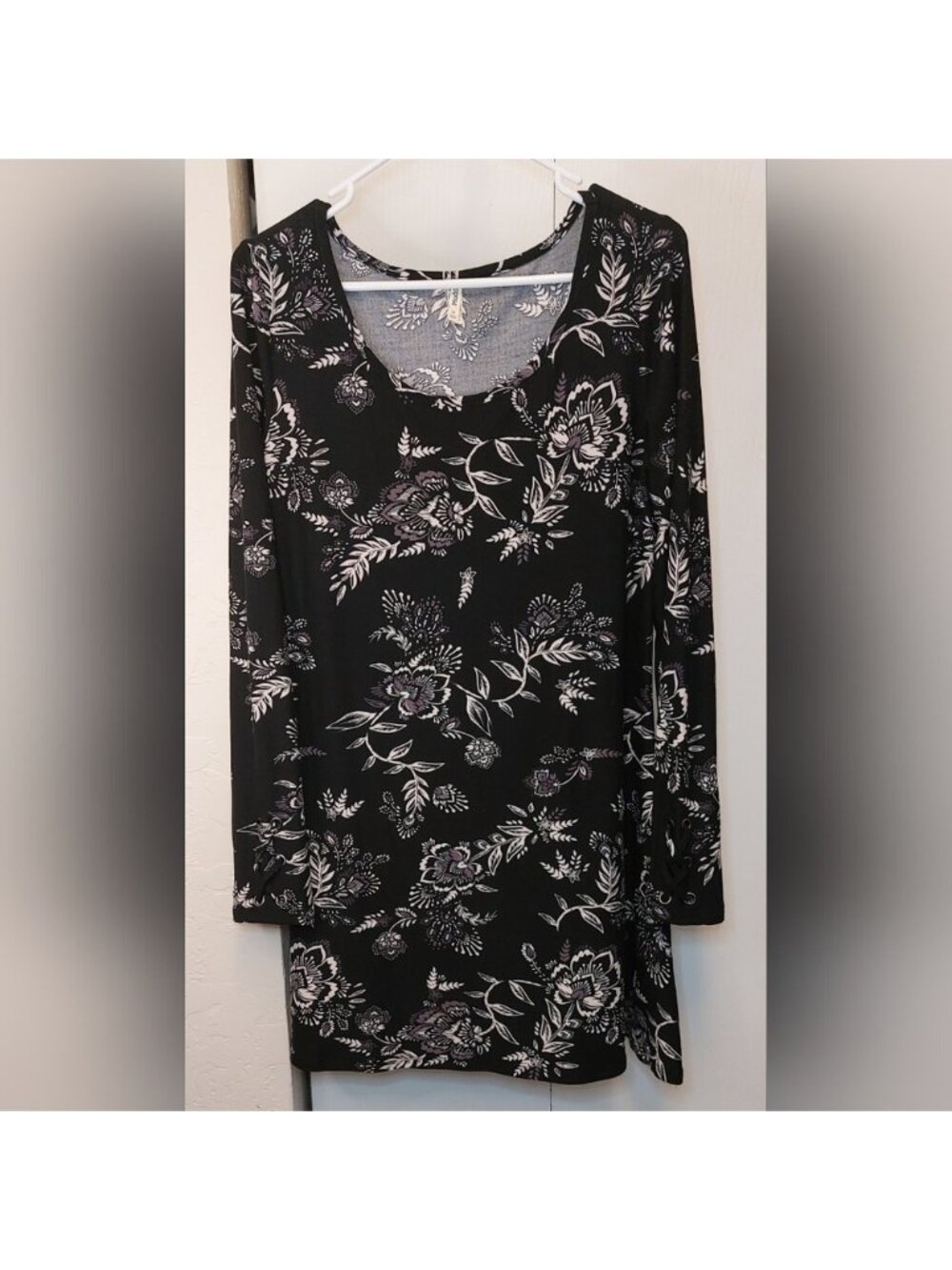 Mudd Size Medium Midi Sheath Floral Dress Long Sleeve Boho Comfy Soft Casual